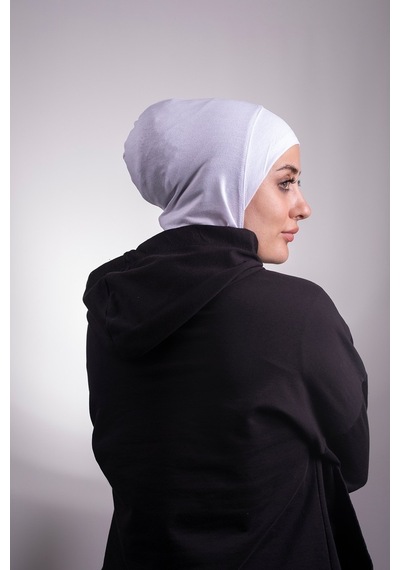 Hürrem Bone Beyaz Pratik Hazır Geçmeli Bone Viskon Kumaş Hijab Spor 2106_42 Beyaz