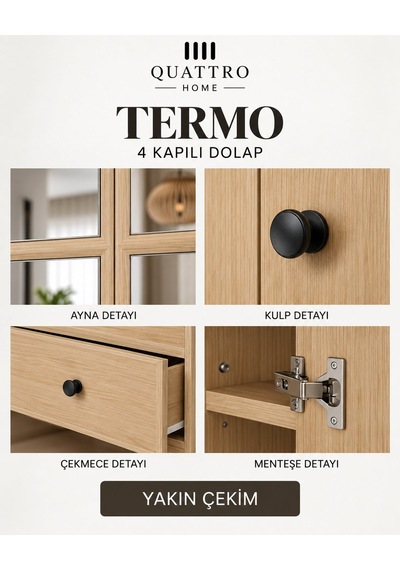 Termo 4 Kapaklı Dolap Meşe