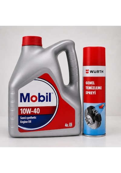 Mobil 10W-40 Motor Yağı 4 L + Würth Balata Spreyi 500 ML