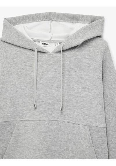 Koton Uzun Kollu Cepli Modal Kumaş Kapüşonlu Sweatshirt Gri 6sak10140ek