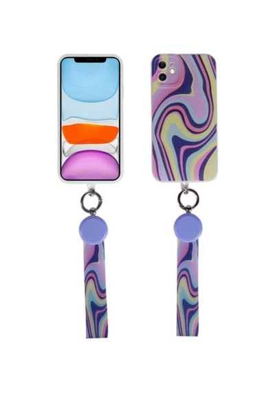 Apple Uyumlu iPhone 11 Kılıf Desenli El Askılı İpli Zore Arte Silikon Kapak NO3
