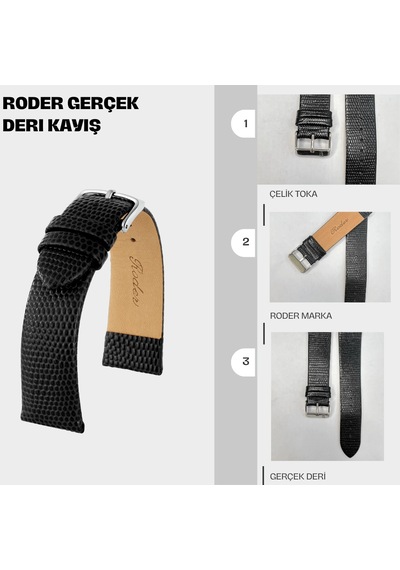 R4157 Roder Deri Kayış - Siyah - 10mm Şeffaf