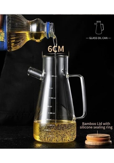 Life 2 Adet Bambu Kapaklı Borosilikat Cam Yağdanlık 900 Ml Mıt1071 0