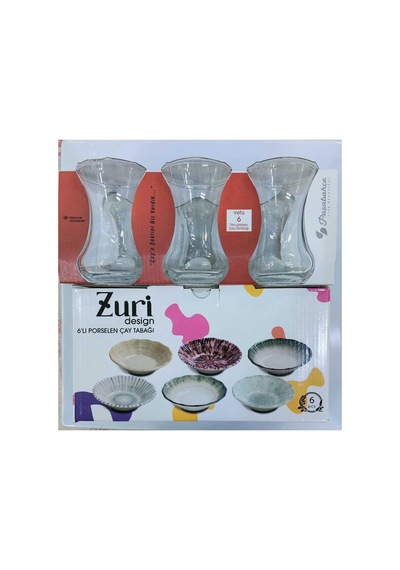 Zuri Design Porselen Tabaklı 6 Kişilik Çay Seti Diğer