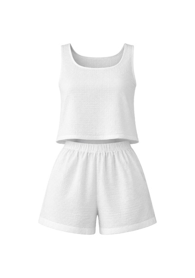 Udenya Pure Dot %100 Pamuk Müslin Yazlık Pijama Takımı Beyaz