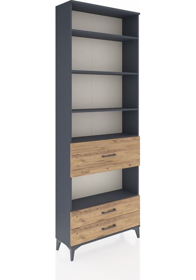 Arges Dolap 5 Raflı 3 Çekmeceli 88x30x243 Antrasit-çam Antrasit