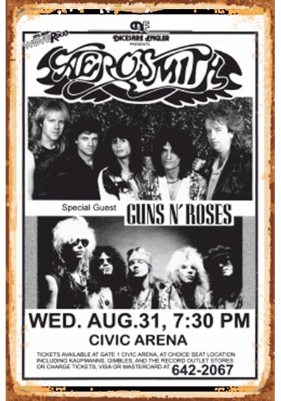 guns n roses -9 müzik grubu retro ahşap poster