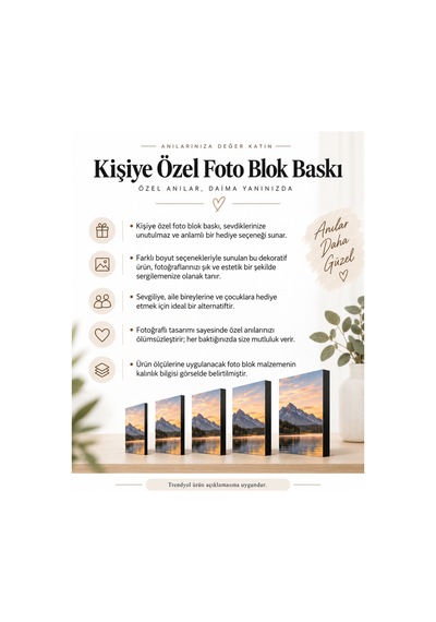 Kişiye Özel Foto Blok Baskı Fotoğraflı Dekoratif Masaüstü Blok Sevgili Aile Çocuk Hediyesi