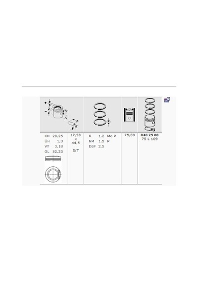 Mahle 0402500 Motor Pıston Segman P206 P307 P207 P1007 C2 C3 C3 Iı C4 Et3j4 1,4 16v 75,00mm Std