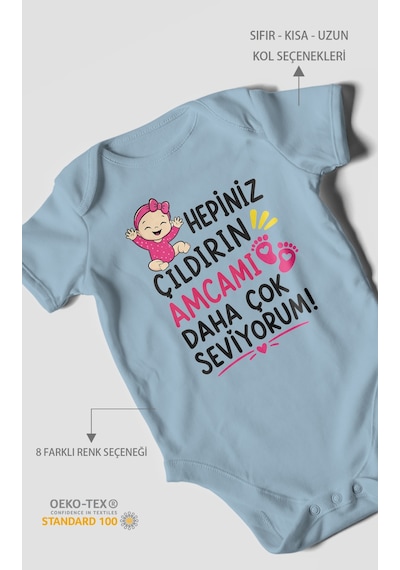 Morivokids Amcaya Özel Kısa Kollu Bebek Body %100 Pamuk Zbn166-kk Bebe Mavisi