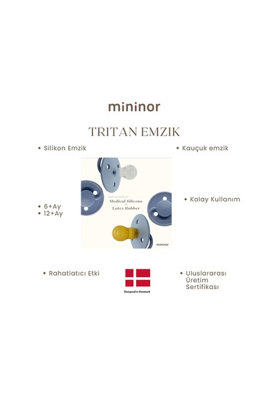 Mininor Silikon Emzik 12+ Ay - Nordic Sky Blue