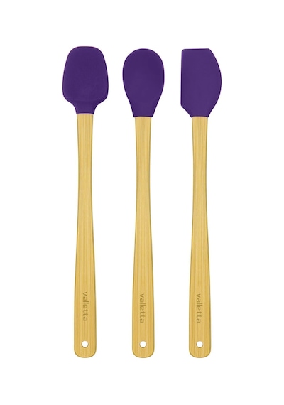 Valletta Indigo 3'lü Mor Bambu Silikon Spatula Seti Uzun 26 Cm