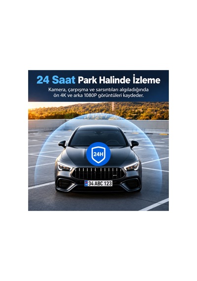 4k Wifi Araç Kamerası Ön 4k Arka 1080p Uygulama Kontrollü Park Kiti Hediye 7/24 Kayıt
