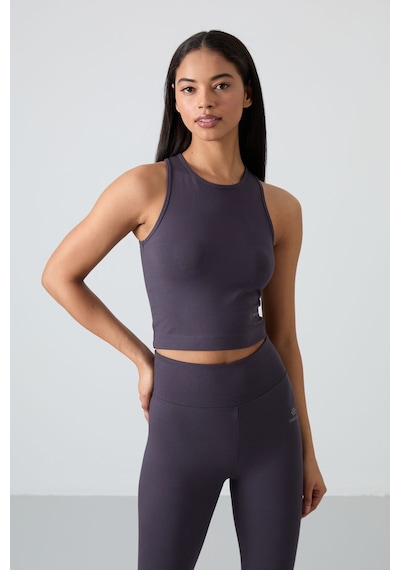Tommylife Antrasit Yüksek Bel Kapri-crop Atlet Slim Fit Kadın Tayt Takım - 95284