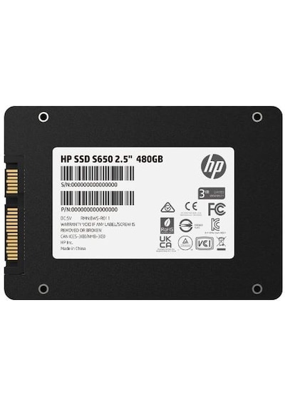 HP S650 345M9AA 2.5" 480 GB 560/490 MB/S SATA 3 SSD