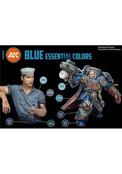 Ak Interactive 11618, 6x17 Ml. Temel Mavi Renkler Akrilik 3gen Maket Boyası Seti Standart