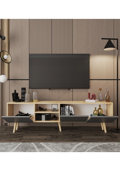 Latina Ahşap Ayaklı Tv Ünitesi Tv Sehpası 180 Cm Safir Meşe - Antrasit Safir - Antrasit Latina Ahşap Ayaklı Tv Ünitesi Tv Sehpası 180 Cm Safir Meşe - Antrasit Safir - Antrasit