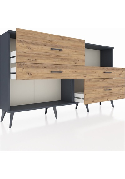 Arges Konsol Tek Raflı 4 Çekmeceli 176x30x99 Antrasit-antrasit/ç Antrasit-antrasit/çam Arges Konsol Tek Raflı 4 Çekmeceli 176x30x99 Antrasit-antrasit/ç Antrasit-antrasit/çam