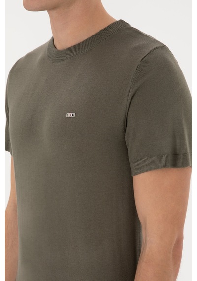 U.S. Polo Assn. Erkek Slim Fit Bisiklet Yaka Koyu Haki Tişört 50306456-VR111