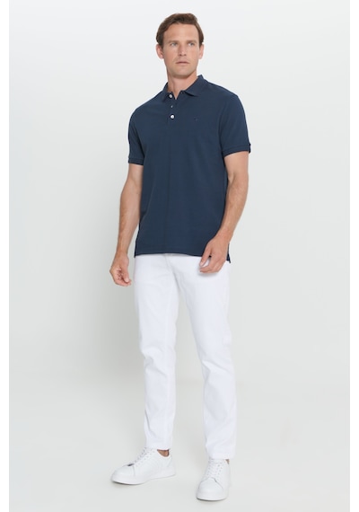 AC&Co / Altınyıldız Classics Erkek Lacı Slim Fit Dar Kesim Polo Yaka %100 Pamuk Kısa Kollu Tişört Lacı Lacivert