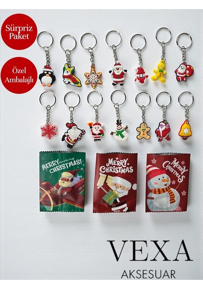 Yılbaşı Özel Sürpriz Paket Anahtarlık Özel Ambalajlı Sürpriz Hediyelik Anahtarlık Noel Temalı