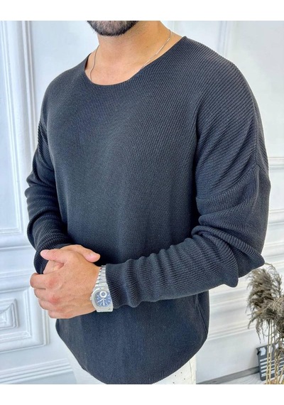 Kazak Oversize Örme Natural Pamuk Tüylenmeyen Kazak Salaş Tarz Triko Sweatshirt Siyah Kazak Oversize Örme Natural Pamuk Tüylenmeyen Kazak Salaş Tarz Triko Sweatshirt Siyah
