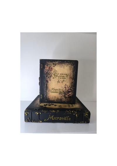 Kitap Kutu Seti 2'li Büyük Boy Ev Dekorasyon Ürünleri Özel Tasarım Siyah - 863570588