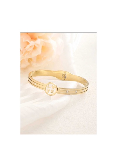 Gold Love Yazılı Çelik Kelepçe Bileklik Gold - 660684388 Gold