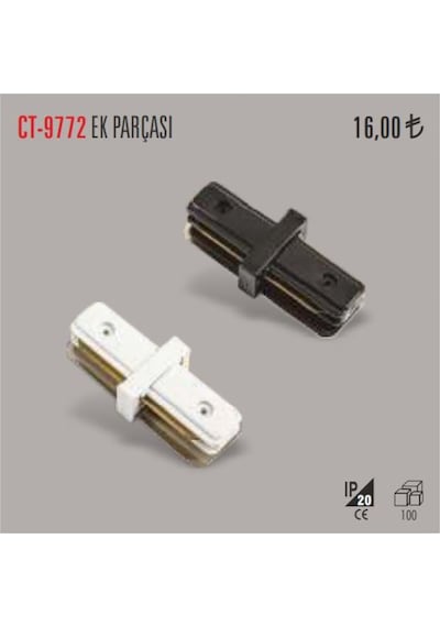 Cata Ct-9772 Monofaze Ray Ek Parça Ray Armatür Için Beyaz - Siyah