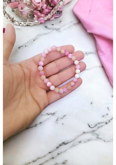 Ceyt Taşı Bileklik Açık Pembe Bileklik Kadın Bileklik Renkli Bileklik Gençlik Taşı İmparator Taşı Kadife Ambalaj Kadife Ambalaj