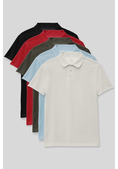 Tommy Life Standart Fit Basic Polo Yaka 5li Paket Unisex Çocuk T-shirt - 11330 Çok Renkli