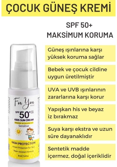 Bebek Ve Çocuklar Için Spf50+ Çok Yüksek Koruma Faktörlü Güneş Kremi