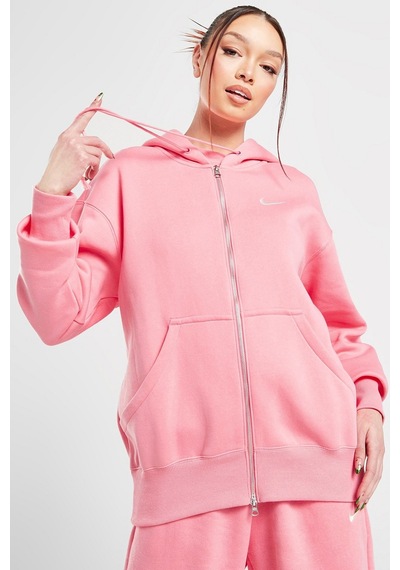 Nike Sportswear Phoenix Fleece Oversized Hoodie Full Zip Bol Kesim Kapüşonlu Kadın Sweatshirt Pembe Pembe