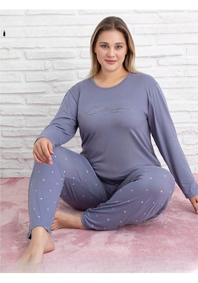 Pijamoni Kadın Milan Büyük Beden Bisiklet Yaka Uzun Kol İnce Pijama Takımı 7666/34 - 1 Adet Lila Pijamoni Kadın Milan Büyük Beden Bisiklet Yaka Uzun Kol İnce Pijama Takımı 7666/34 - 1 Adet Lila