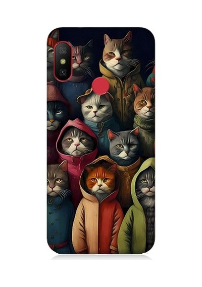 Xiaomi Redmi 6 Pro Uyumlu Kapşonlu Kediler Desenli Silikon Kılıf