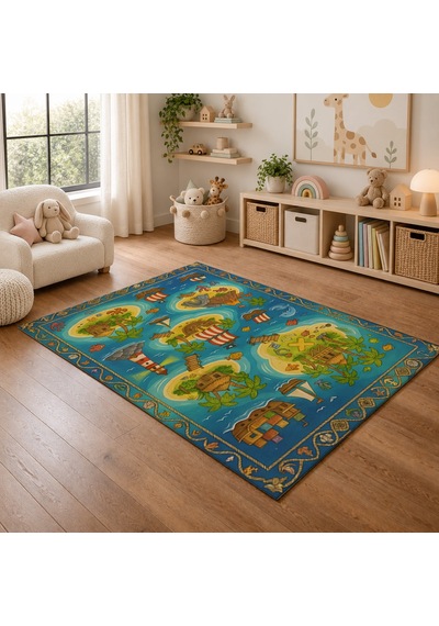 Kartela Halı Korsan Macerası Kaymaz Taban Çocuk Oyun Halısı - 80 x 120 CM