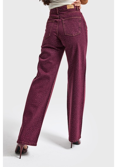 Itsbasic Kadın Bordo Renk T3-20w5-98 Straight Fit Yüksek Bel Ön Ve Arka Parlak Taşlı Özel Tasarım Denim Jean Itsbasic Kadın Bordo Renk T3-20w5-98 Straight Fit Yüksek Bel Ön Ve Arka Parlak Taşlı Özel Tasarım Denim Jean