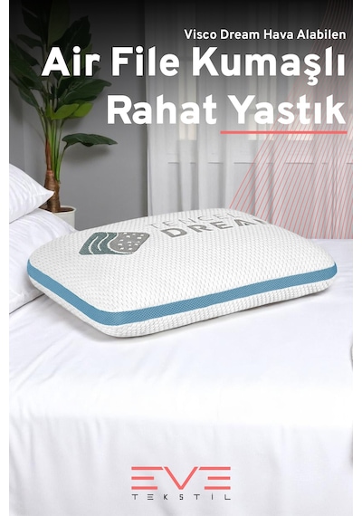 Air File Kumaşlı Visco Dream Hava Alabilen Ortopedik Yastık Beyaz