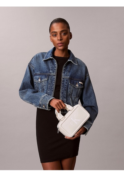 Calvin Klein Bold Ck Bauletto Kadın Krem Çapraz Çanta-12234 Krem