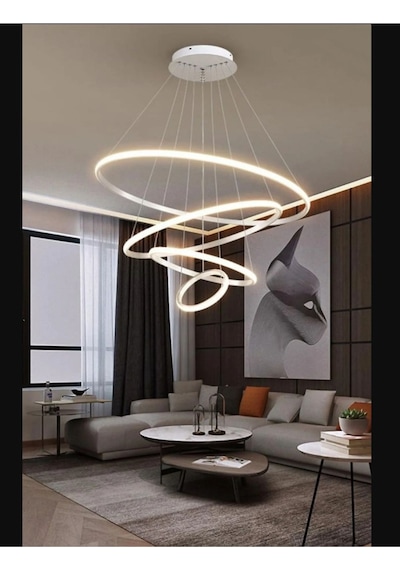 Dörtlü Halka Model Sarkıt Modern Beyaz Işık Ultra Power Avizer