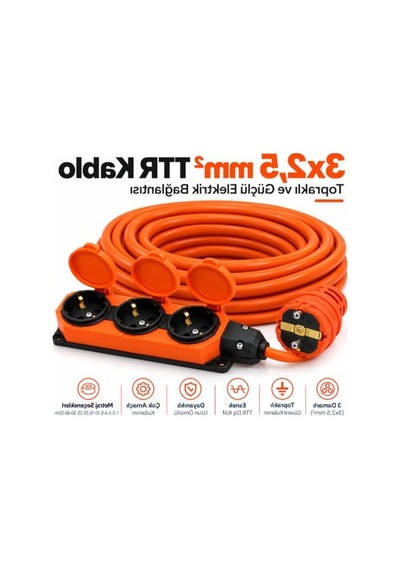 10 Metre Uzatma Kablosu, 3x2,5 Mm² Ttr Turuncu Topraklı Priz 0.1 M