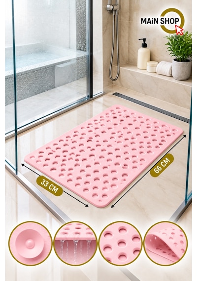 Vantuzlu Banyo Ve Duşakabin Kaydırmaz Paspas, Küvet İçi Mat 33x66 Cm M-141 Pembe