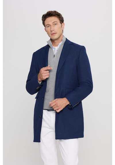 AC&Co / Altınyıldız Classics Erkek Lacı Standart Fit Normal Kesim Mono Yaka Armürlü Kapak Cepli Palto Laci