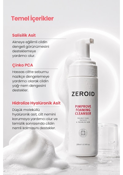 Akneye Eğilimli Ciltler İçin Yağ-nem Dengesi Sunan Temizleme Köpüğü Zeroıd Pimprove Foaming Cleanser