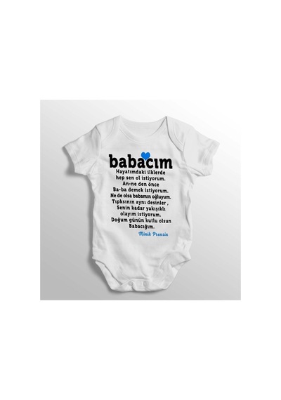 Babylimon Babacım Hayatımdaki Ilklerde Hep Sen Ol Istiyorum Minik Prensin Yazılı Baskılı Bebek Zıbını Beyaz - 132207378 Beyaz
