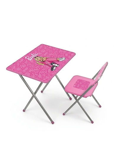 Barbie Lisanslı Katlanabilir Oyun Aktivite Ve Çalışma Masası Çocuk Masa Sandalye Seti Pembe