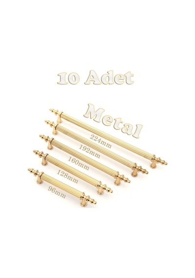 Tuana Rustik Alüminyum Metal Lüks Modern Mobilya Çekmece Mutfak Dolabı Kulpu Gold-gold 128mm 10 Adet Altın - Altın