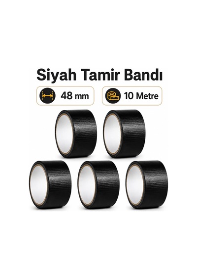27kids 5 Adet Siyah Tamir Bandı 48 Mm X 10 Metre Çok Amaçlı Duct Tape Takviye Bantları Açık Bej