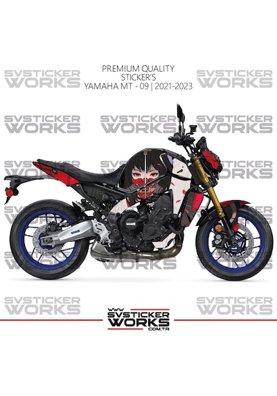 Yamaha Mt-09 Kaplama Sticker Anime Girl Design Motor Kaplama Modeli Hazır Kit 2021-2023 Uyumlu
