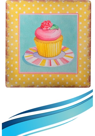 River World Duvar Panosu 40x40 Cup Cake Muffin Motifli Duvar Süsü